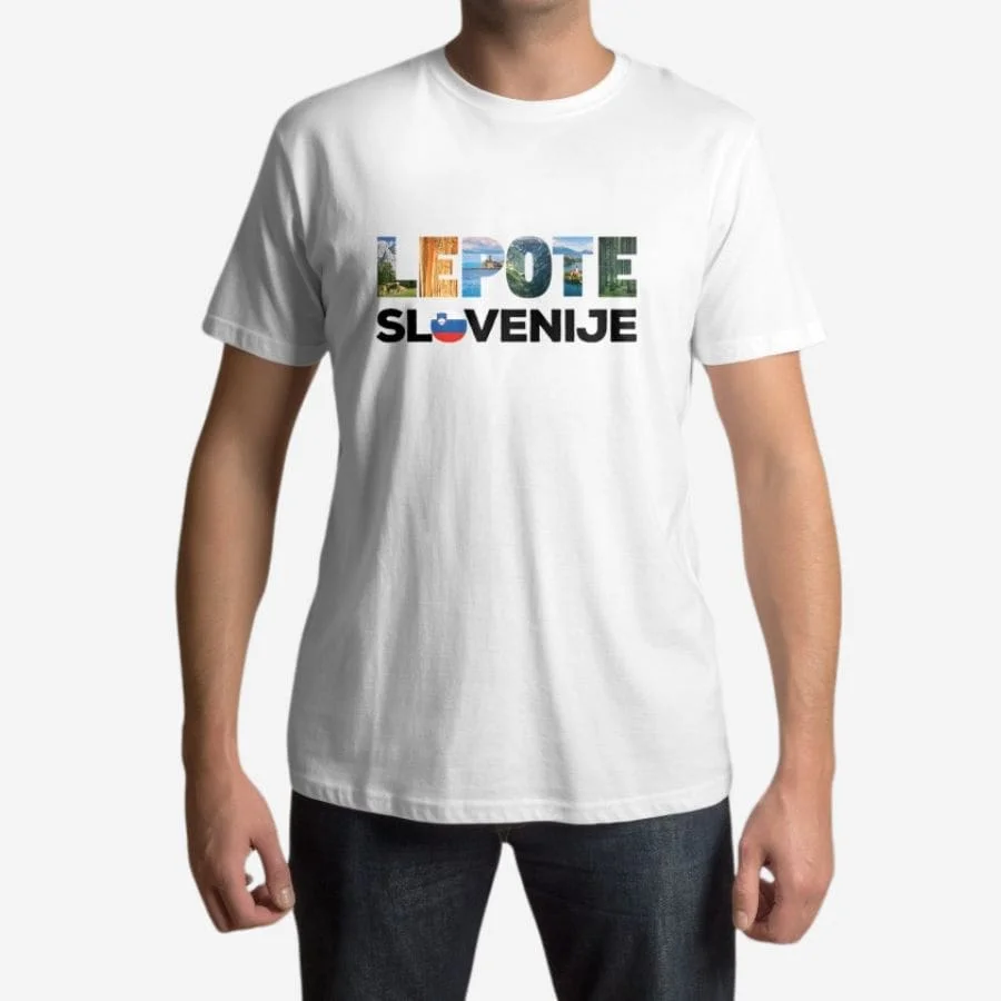 Moška majica "Lepote Slovenije" bele barve