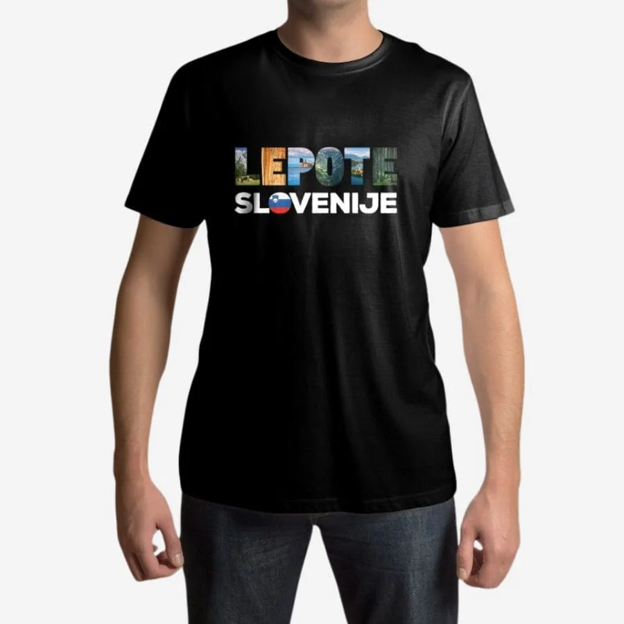 Moška majica "Lepote Slovenije" črne barve