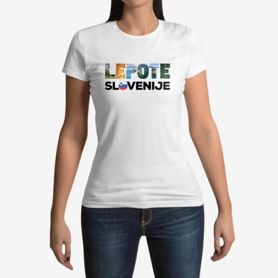 Ženska majica "Lepote Slovenije" bele barve