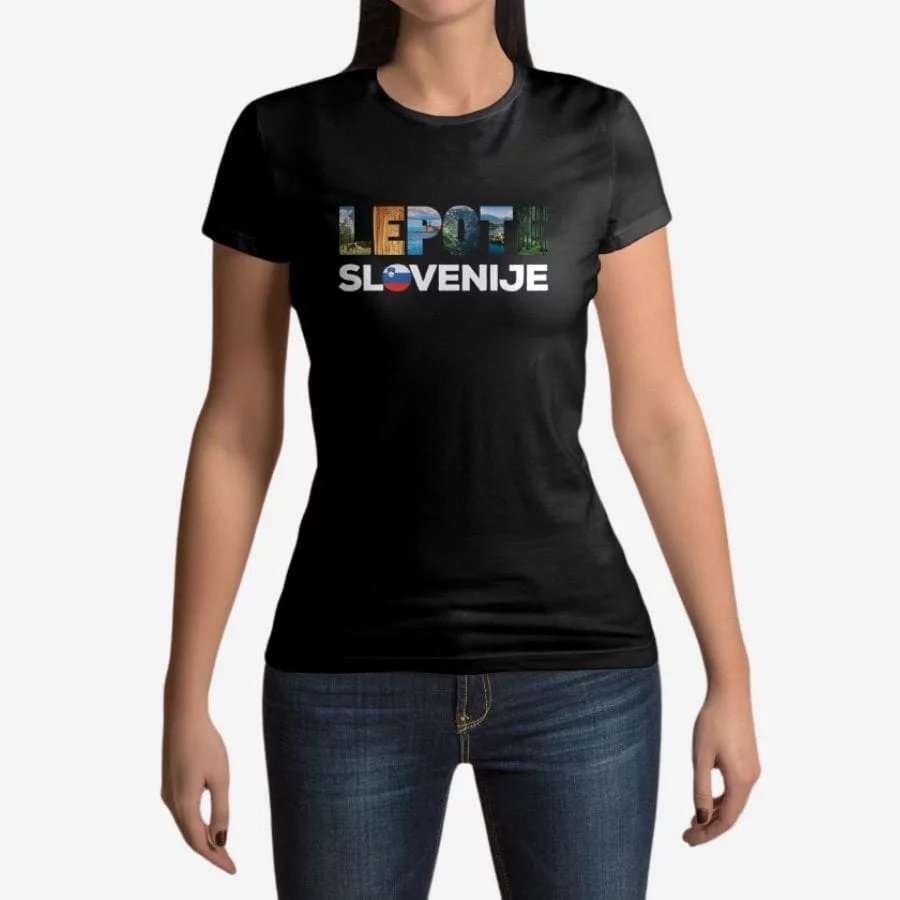 Ženska majica "Lepote Slovenije" črne barve